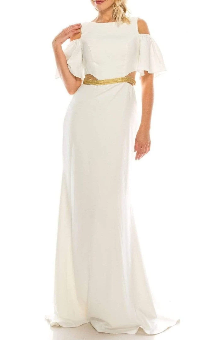 Formal Gowns Odrella - 4516 Beaded Sheer Waist Cutout Cold Shoulder Evening Dress 5 Formal Gowns Odrella - 4516 Beaded Sheer Waist Cutout Cold Shoulder Evening Dress