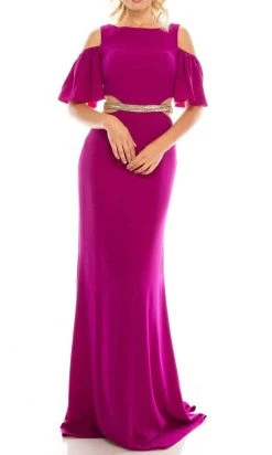 Formal Gowns Odrella - 4516 Beaded Sheer Waist Cutout Cold Shoulder Evening Dress 16 Formal Gowns Odrella - 4516 Beaded Sheer Waist Cutout Cold Shoulder Evening Dress