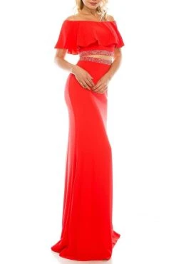 Odrella - 4562 Faux Two-Piece Off Shoulder Mermaid Gown 8 Odrella - 4562 Faux Two-Piece Off Shoulder Mermaid Gown