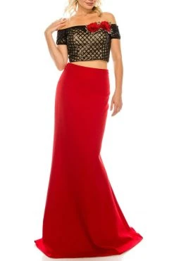 Odrella - 4599 Two Piece Sequined Off-Shoulder Evening Gown