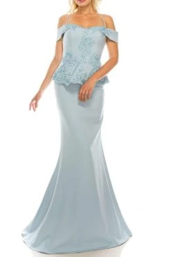 Formal Gowns Odrella - 4617 Appliqued Peplum Accented Trumpet Gown