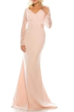 Odrella - 4619B Long Sleeve Beaded Lace Trumpet Gown Formal Gowns 9 Odrella - 4619B Long Sleeve Beaded Lace Trumpet Gown Formal Gowns