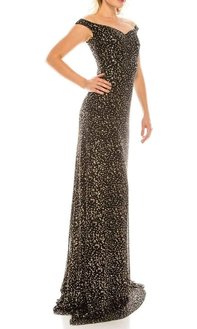 Odrella - 4757 Illusion Off Shoulder Glitter Mesh A-Line Gown 5 Odrella - 4757 Illusion Off Shoulder Glitter Mesh A-Line Gown