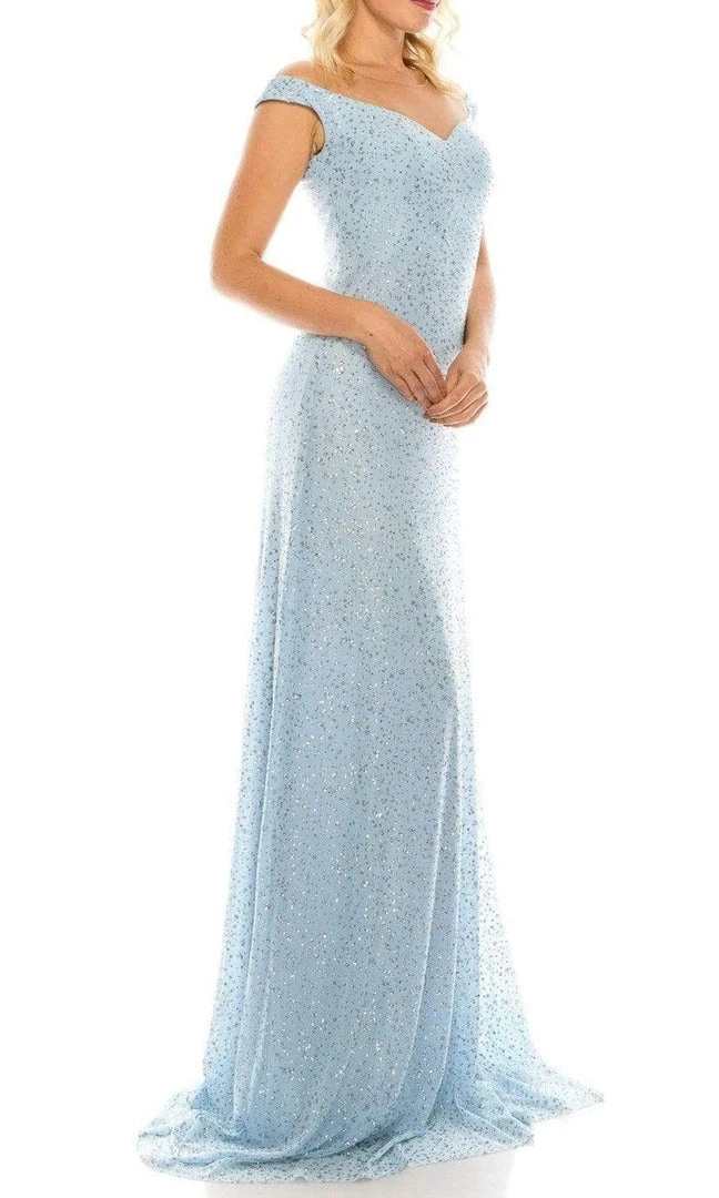 Odrella - 4757 Illusion Off Shoulder Glitter Mesh A-Line Gown 8 Odrella - 4757 Illusion Off Shoulder Glitter Mesh A-Line Gown