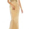 Odrella - 4767 Sleeveless Empire Waist Metallic Rib Sheath Gown Formal Gowns 1 Odrella - 4767 Sleeveless Empire Waist Metallic Rib Sheath Gown Formal Gowns