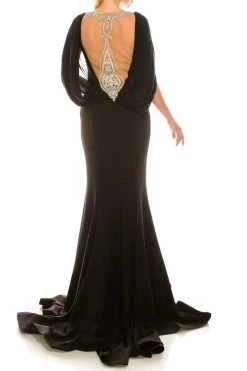 Odrella - 6Y2079 Embellished Bateau Trumpet Dress With Train Formal Gowns