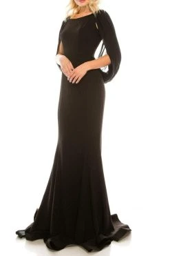 Odrella - 6Y2079 Embellished Bateau Trumpet Dress With Train Formal Gowns