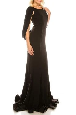 Odrella - 6Y2079 Embellished Bateau Trumpet Dress With Train Formal Gowns