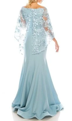 Formal Gowns Odrella - 7Y1037 Off-Shoulder Trumpet Gown With Embroidered Mesh Cape