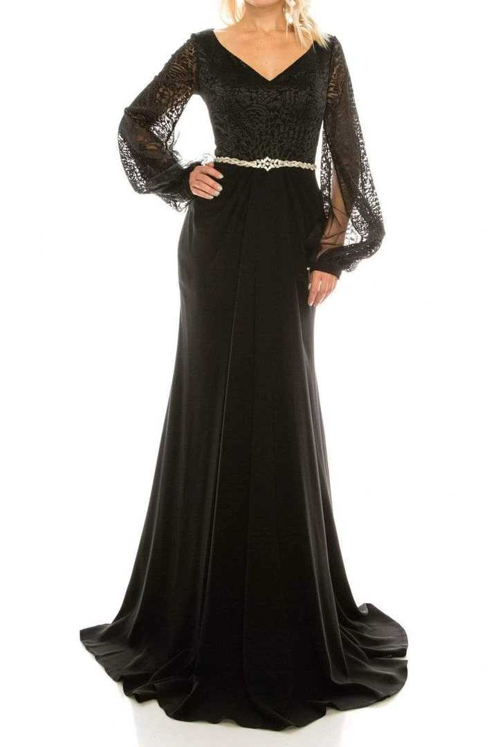 Formal Gowns Odrella - 7Y1090B Embroidered V-neck Trumpet Dress 3 Formal Gowns Odrella - 7Y1090B Embroidered V-neck Trumpet Dress