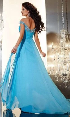 Formal Gowns Panoply - 14636 Bedazzled Off Shoulder A-line Dress