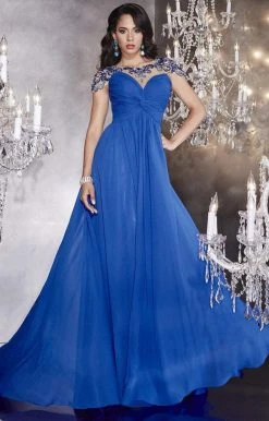 Panoply - 14738 Sumptuous Beaded Bateau Neck Silky Chiffon A-line Gown
