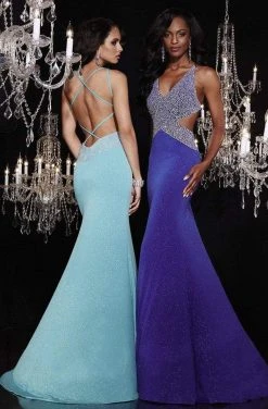 Panoply - 14741 Captivating V-Neck Glitter Jersey Gown Formal Gowns