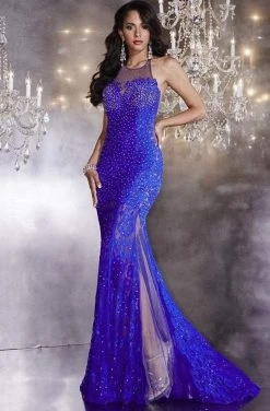 Formal Gowns Panoply - 14742 Embellished Crew Neck Laced Gown