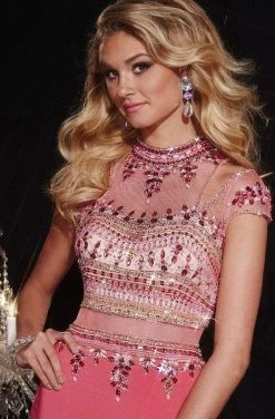 Panoply - 14747 Striking Beaded Choker Neck Two-Piece Matte Jersey Gown Formal Gowns