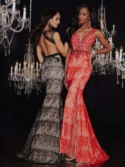 Panoply - 14754 Ravishing Bejeweled V-Neck Laced Dress Formal Gowns
