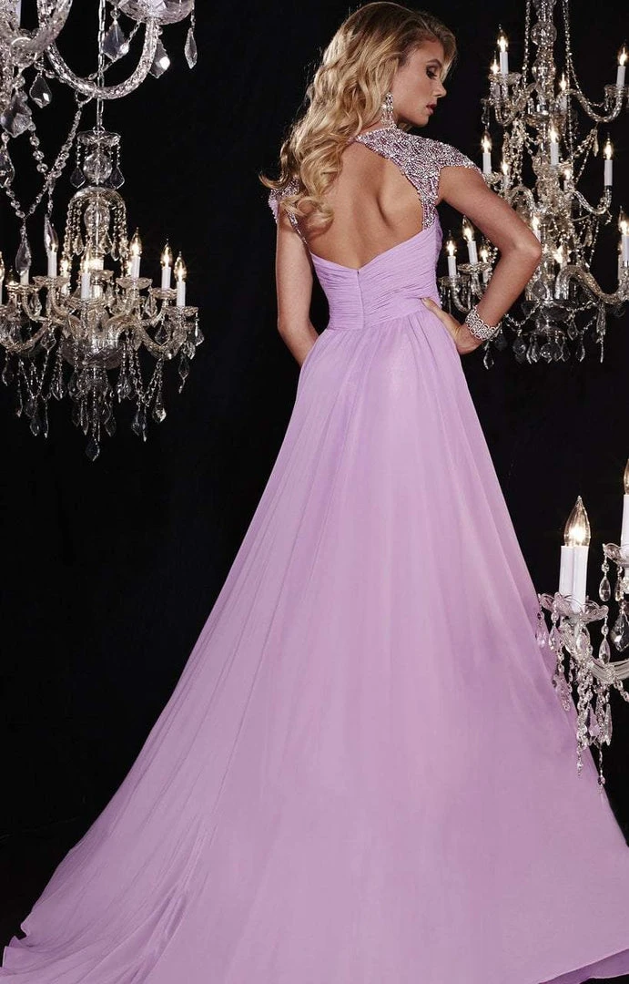 Panoply - 14763 Sparkling Beaded Capped Sleeves Gathered Bodice Evening Gown Formal Gowns 4 Panoply - 14763 Sparkling Beaded Capped Sleeves Gathered Bodice Evening Gown Formal Gowns