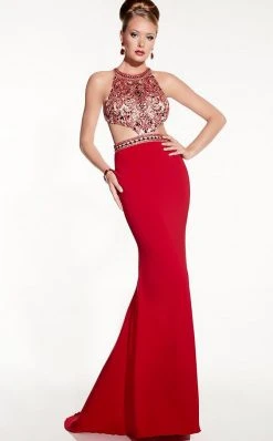 Panoply - 14831 Beaded Halter Neck With Side Cutout Sheath Dress Formal Gowns