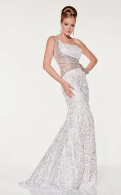 Panoply - 14851 Laced Asymmetrical Sheath Dress Formal Gowns 10 Panoply - 14851 Laced Asymmetrical Sheath Dress Formal Gowns