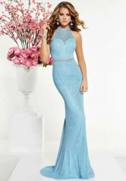 Panoply - 14855 Rhinestone Studded High Halter Long Gown Formal Gowns