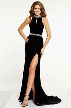 Formal Gowns Panoply - 14860 Keyhole Cutout Bejeweled Choker Velvet Gown