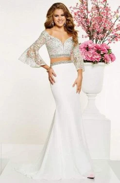 Formal Gowns Panoply - 14883 Two Piece Beaded Lace Belle Sleeve Dress
