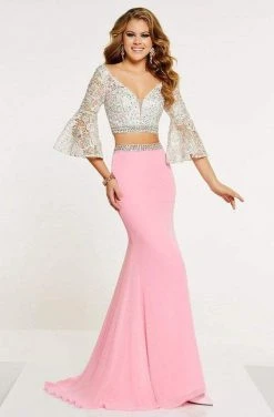 Formal Gowns Panoply - 14883 Two Piece Beaded Lace Belle Sleeve Dress