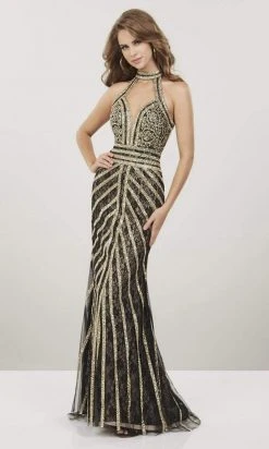 Panoply - 14915 Choker Neckline Glitter Tulle Sheath Evening Dress Formal Gowns