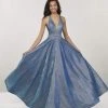 Panoply - 14926 Plunging V-Neck Embellished Ballgown