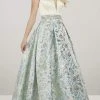 Formal Gowns Panoply - 14931 Deep V-neck Brocade Pleated A-line Dress