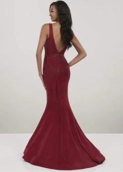 Formal Gowns Panoply - 14946 Embellished Bateau Jersey Mermaid Dress