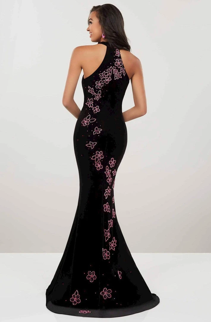 Panoply - 14948 Beaded Floral Plunging Halter Dress Formal Gowns 4 Panoply - 14948 Beaded Floral Plunging Halter Dress Formal Gowns