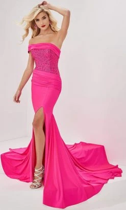 Panoply - Off Shoulder Fit And Flare Gown With Slit 14062 - 1 Pc Royal In Size 8 Available