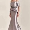 Park 108 - M202 Off-shoulder Straight Across Neck Mermaid Gown - 1 Pc Pewter In Size 6 Available 1 Park 108 - M202 Off-shoulder Straight Across Neck Mermaid Gown - 1 Pc Pewter In Size 6 Available