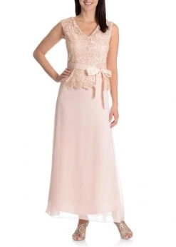 Formal Gowns Patra - 13654 Lace Embellished V-Neck Chiffon Dress
