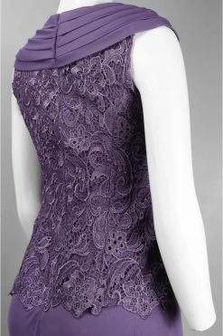 Patra - Lace Embellished V-Neck Jersey Sheath Dress 12678