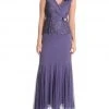 Patra - Lace Embellished V-Neck Jersey Sheath Dress 12678 2 Patra - Lace Embellished V-Neck Jersey Sheath Dress 12678