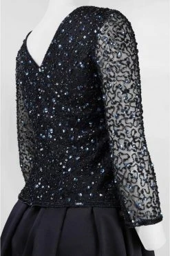 Patra P1689 Sequined Bateau Neck Dress - 2 Pcs. Navy In Size 8 Available Formal Gowns