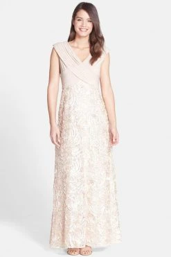 Formal Gowns Patra - Rosette Embellished V-Neck Jersey Dress 13390