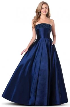 Blush By Alexia Designs Pink By Blush - 5805 Strapless Jeweled Neck Taffeta Gown