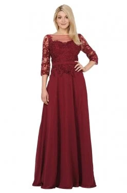 Formal Gowns Poly USA - 7598 Beaded Lace Appliqued A-Line Dress 9 Formal Gowns Poly USA - 7598 Beaded Lace Appliqued A-Line Dress
