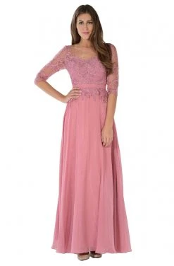 Formal Gowns Poly USA - 7598 Beaded Lace Appliqued A-Line Dress 10 Formal Gowns Poly USA - 7598 Beaded Lace Appliqued A-Line Dress