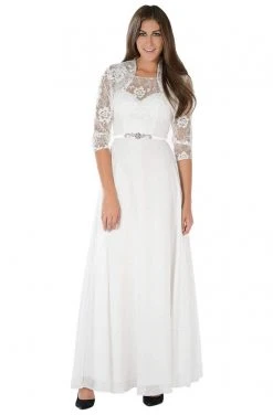 Poly USA - 7772 Floral Lace A-Line Dress With Bolero Jacket Formal Gowns