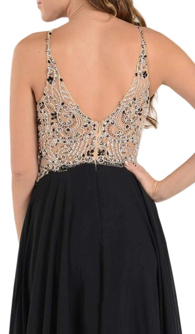 Poly USA - 7826 Jewel Adorned Illusion Halter Chiffon Gown 6 Poly USA - 7826 Jewel Adorned Illusion Halter Chiffon Gown