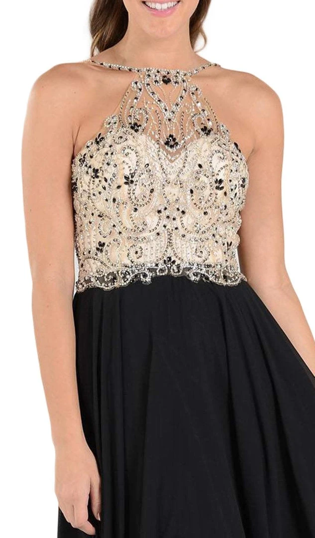 Poly USA - 7826 Jewel Adorned Illusion Halter Chiffon Gown 4 Poly USA - 7826 Jewel Adorned Illusion Halter Chiffon Gown