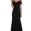 Formal Gowns Poly USA - 8030 Half Sleeve Off Shoulder Lace Trumpet Dress