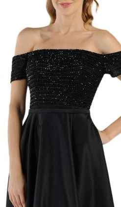 Formal Gowns Poly USA - 8132 Beaded Off-Shoulder Satin A-line Gown With Train 9 Formal Gowns Poly USA - 8132 Beaded Off-Shoulder Satin A-line Gown With Train