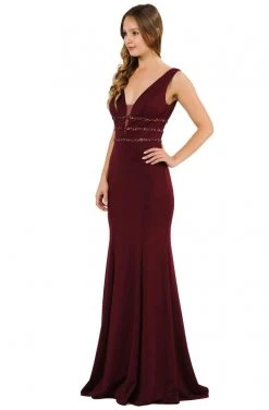 Poly USA - 8222 Beaded Plunging V-Neck Trumpet Dress 10 Poly USA - 8222 Beaded Plunging V-Neck Trumpet Dress