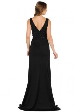 Poly USA - 8222 Beaded Plunging V-Neck Trumpet Dress 8 Poly USA - 8222 Beaded Plunging V-Neck Trumpet Dress