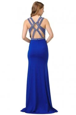 Poly USA - 8230 Beaded Strappy Scoop Trumpet Dress